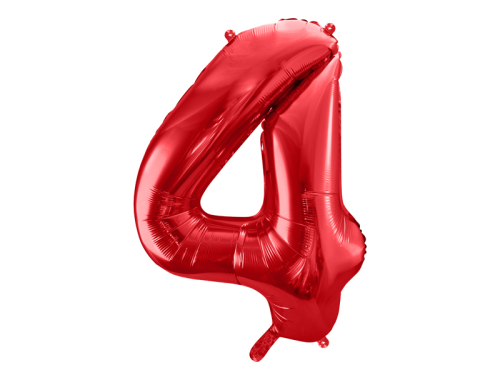 Folijas balonu numurs '' 4 '', 86cm, sarkans
