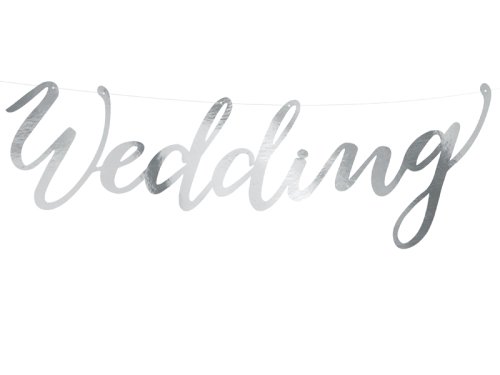 Banner Wedding, sudraba, 16.5x45cm Banner Wedding, sudraba, 16.5x45cm