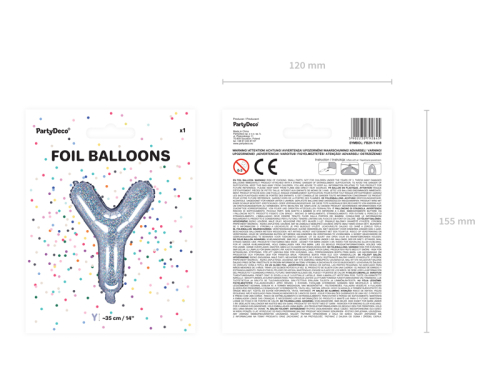 Folija balona burts &quot;Y&quot;, 35 cm, hologrāfisks