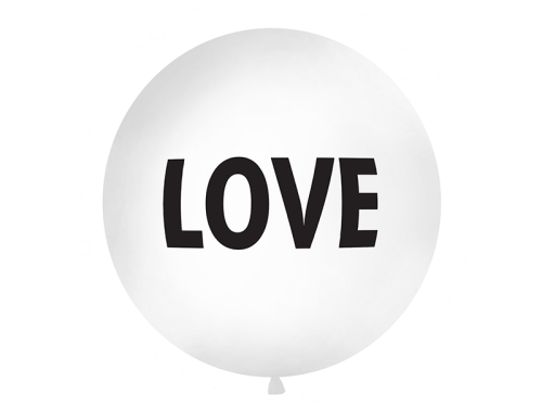 Milzu balons 1 m, mīlestība, balts