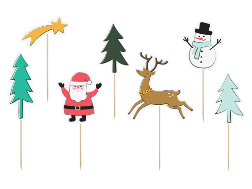 Toppers Merry Xmas, 12.5-18.5cm (1 pkt / 7 pc.)