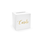 Kāzu karšu kaste - Kartiņas, zelta, 24x24x24cm