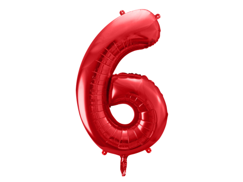 Folijas balonu numurs '' 6 '', 86cm, sarkans