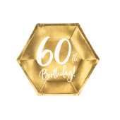 Plāksnes 60. dzimšanas diena, zelta, 20 cm (1 gab. / 6 gab.)