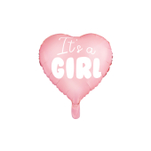 Folija balona sirds - tā ir meitene, 45 cm, gaiši rozā