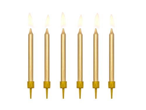 Свечи на день рождения, однотонные, золото, 6см (1 шт. / 6 шт.)