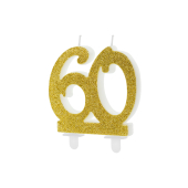 Birthday candle Number 60, gold, 7.5cm