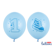 Balloons 30cm, Sneaker - Number 1, Pastel Blue (1 pkt / 6 pc.)