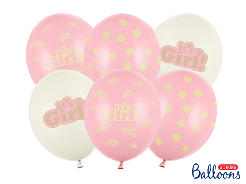 Balloons 30cm, It's a Girl, Pastel Mix (1 pkt / 6 pc.)