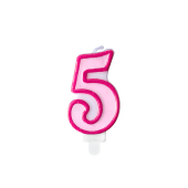 Свеча на день рождения Number 5, розовая, 7см
