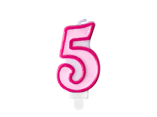 Dzimšanas dienas svece Nr.5, rozā, 7cm