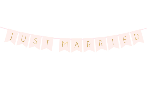 Баннер Just Married, светло-розовый, 15 x 155 см