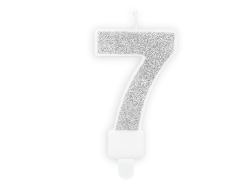 Dzimšanas dienas svece Nr.7, sudraba, 7cm Dzimšanas dienas svece Nr.7, sudraba, 7cm