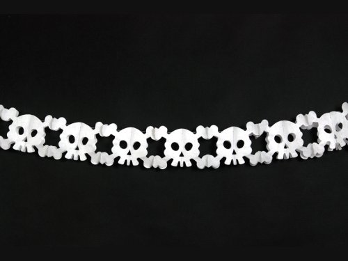 Paper garland Skulls, white, 3m Paper garland Skulls, white, 3m