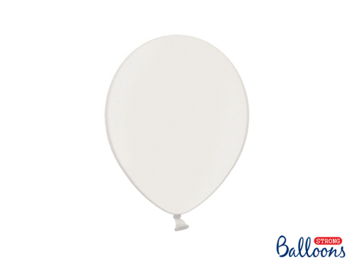 Spēcīgi baloni 27 cm, metāliski tīri balti (1 gab. / 100 gab.) Spēcīgi baloni 27 cm, metāliski tīri balti (1 gab. / 100 gab.)