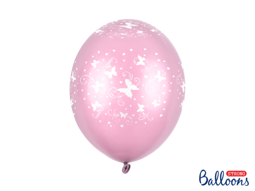 Balloons 30cm, Butterflies, Candy Pink (1 pkt / 6 pc.)