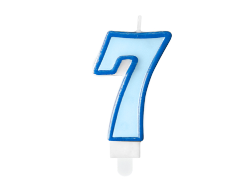 Birthday candle Number 7, blue, 7cm