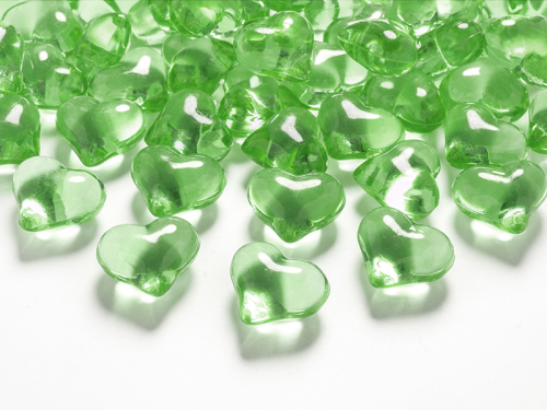Crystal hearts, light green, 21mm (1 pkt / 30 pc.)