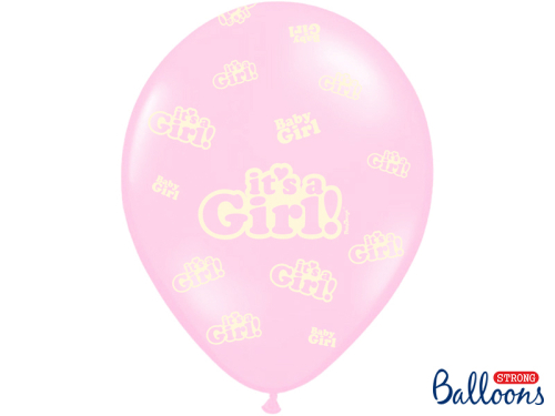 Balloons 30cm, It's a Girl, Pastel Baby Pink (1 pkt / 6 pc.)
