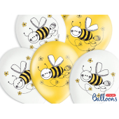 Balloons 30cm, Bees, Pastel Mix (1 pkt / 50 pc.)
