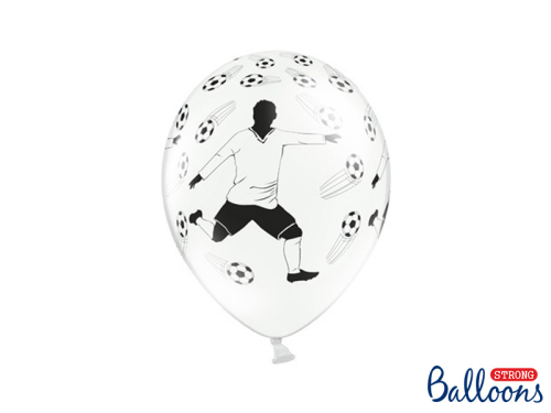 Balloons 30cm, Footballer and balls, Pastel Pure White (1 pkt / 50 pc.)
