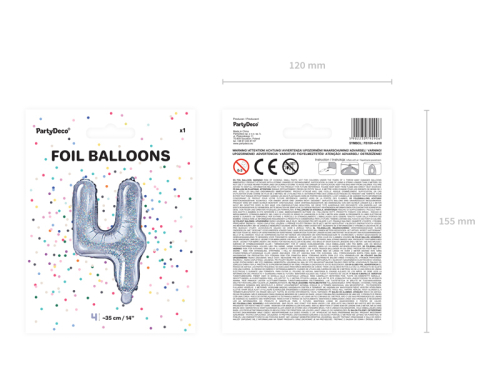 Folija balona numurs &quot;4&quot;, 35 cm, hologrāfisks