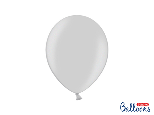 Spēcīgi baloni 27cm, metālisks sudraba sniegs (1 pkt / 100 gab.)