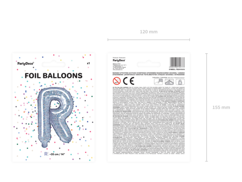 Folija balona burts "R", 35 cm, hologrāfisks Folija balona burts "R", 35 cm, hologrāfisks