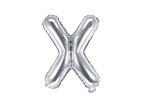Folija balona burts &quot;X&quot;, 35 cm, sudrabs