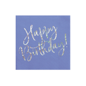 Salvetes, daudz laimes dzimšanas dienā, tumši zila, 33x33cm (1 gab. / 20 gab.)