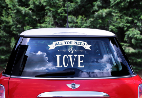 Wedding day car sticker - All you need is love, 33x45cm