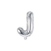 Folija balona burts "J", 35cm, sudrabs