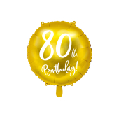 Folija balona 80. dzimšanas diena, zelta, 45 cm