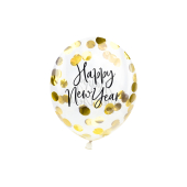 Воздушные шары конфетти - Happy New Year, 27см, золото (1 шт. / 3 шт.)