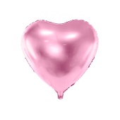 Folija balona sirds, 45 cm, gaiši rozā