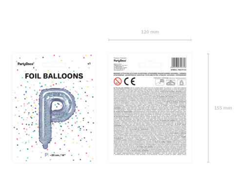 Folija balona burts &quot;P&quot;, 35 cm, hologrāfisks