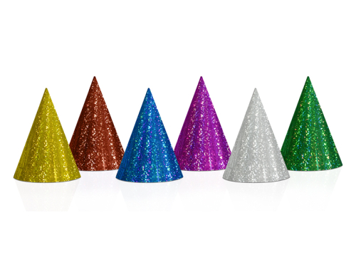 Hologrāfiskas ballīšu cepures, mix, 16cm (1 pkt / 120 gab.) Hologrāfiskas ballīšu cepures, mix, 16cm (1 pkt / 120 gab.)