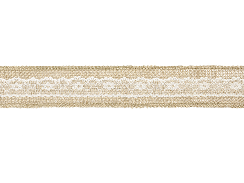Jute tape with lace, 5x500cm Jute tape with lace, 5x500cm