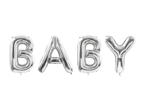 Foil balloon Baby, 262x86cm, silver