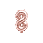 Folija balona numurs &quot;8&quot;, 35 cm, rozā zelts