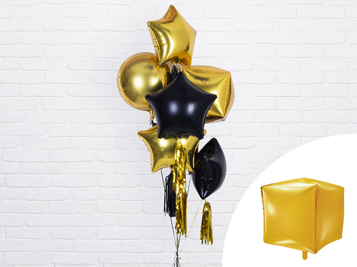 Folija balons Cubic, 35x35x35cm, zelts