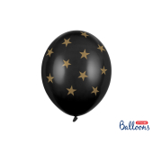Balloons 30cm, Stars, Pastel Black (1 pkt / 6 pc.)