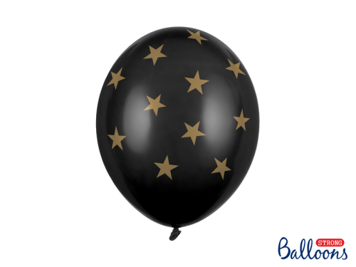 Balloons 30cm, Stars, Pastel Black (1 pkt / 6 pc.)