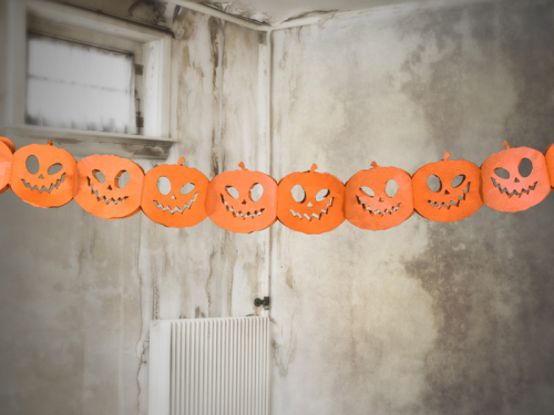 Tissue paper garland Pumpkins, orange, 3m