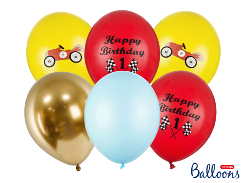 Balloons 30cm, Happy Birthday, mix (1 pkt / 6 pc.)