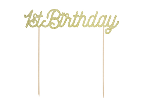 Cake topper 1st Birthday, gold