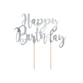 Kūkas pildītājs daudz laimes dzimšanas dienā, sudrabs, 22,5 cm