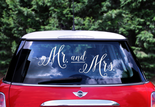 Wedding day car sticker - Mr. and Mrs. Wedding day car sticker - Mr. and Mrs.