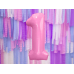 Folija balonu numurs '' 1 '', 86cm, rozā