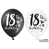 Strong Balloons 30cm, 18th! Birthday, mix (1 pkt / 6 pc.)